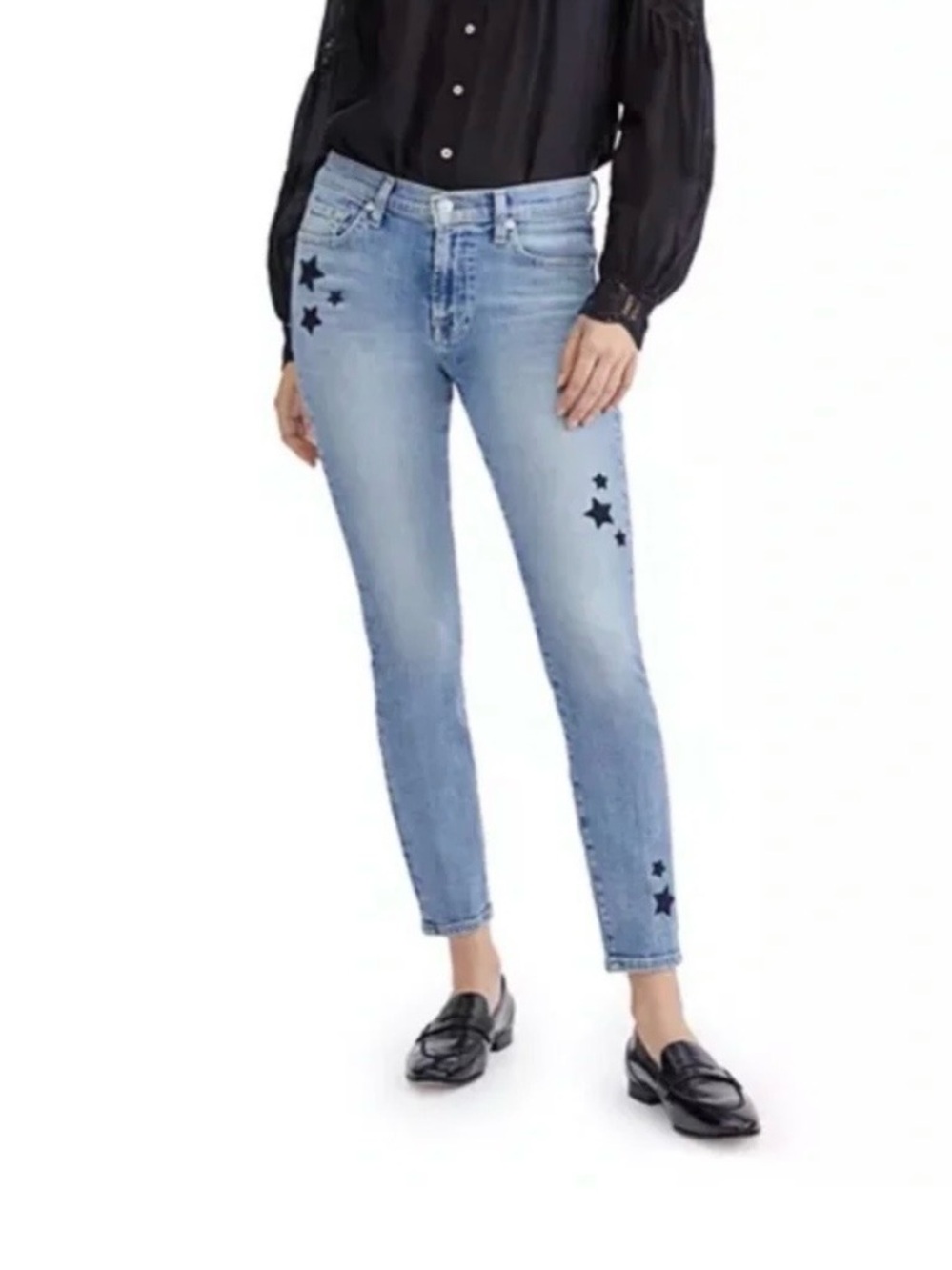 7 For All Mankind The Ankle Skinny Embroidered Jeans